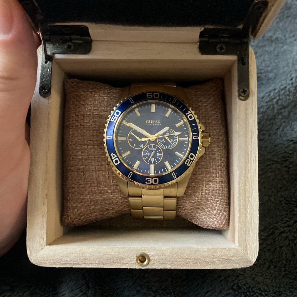 Guess Gold and Navy Men's Watch